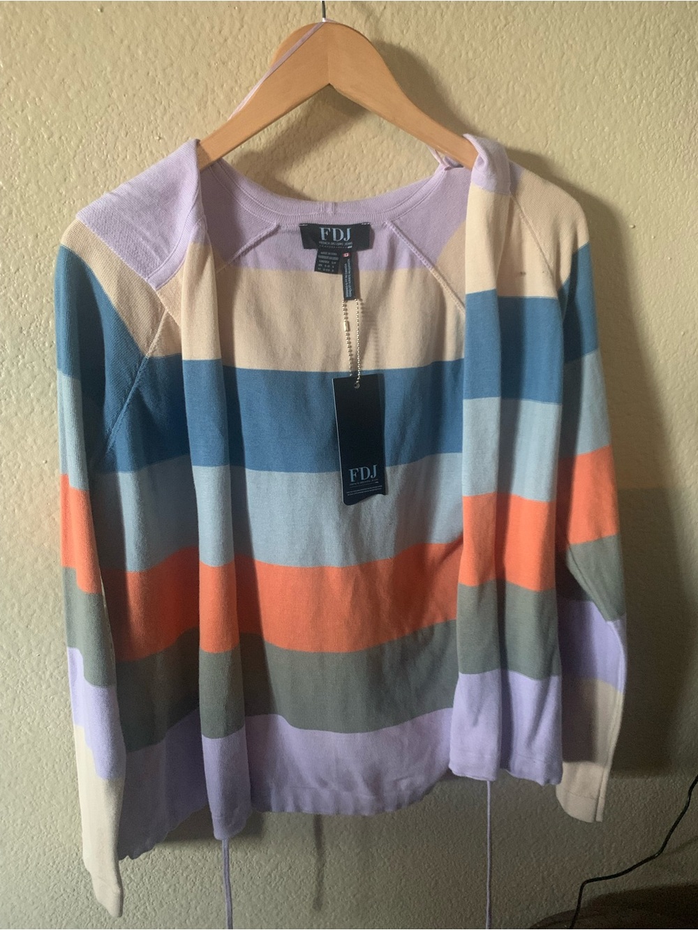 FDJ Colorful Striped Hooded Cardigan NWT Size S